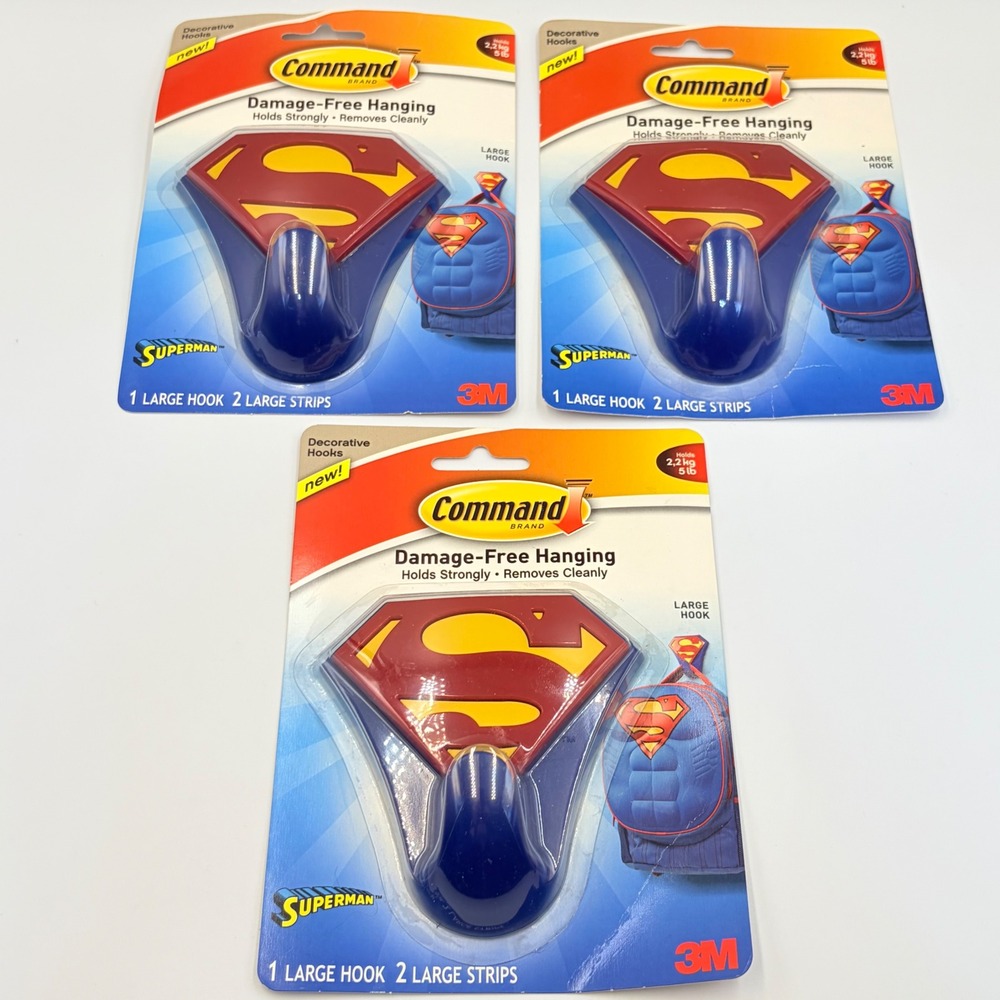 3M Command Superman Decorative Hooks Limited Edition Large 5lb Capacity Set of 3
